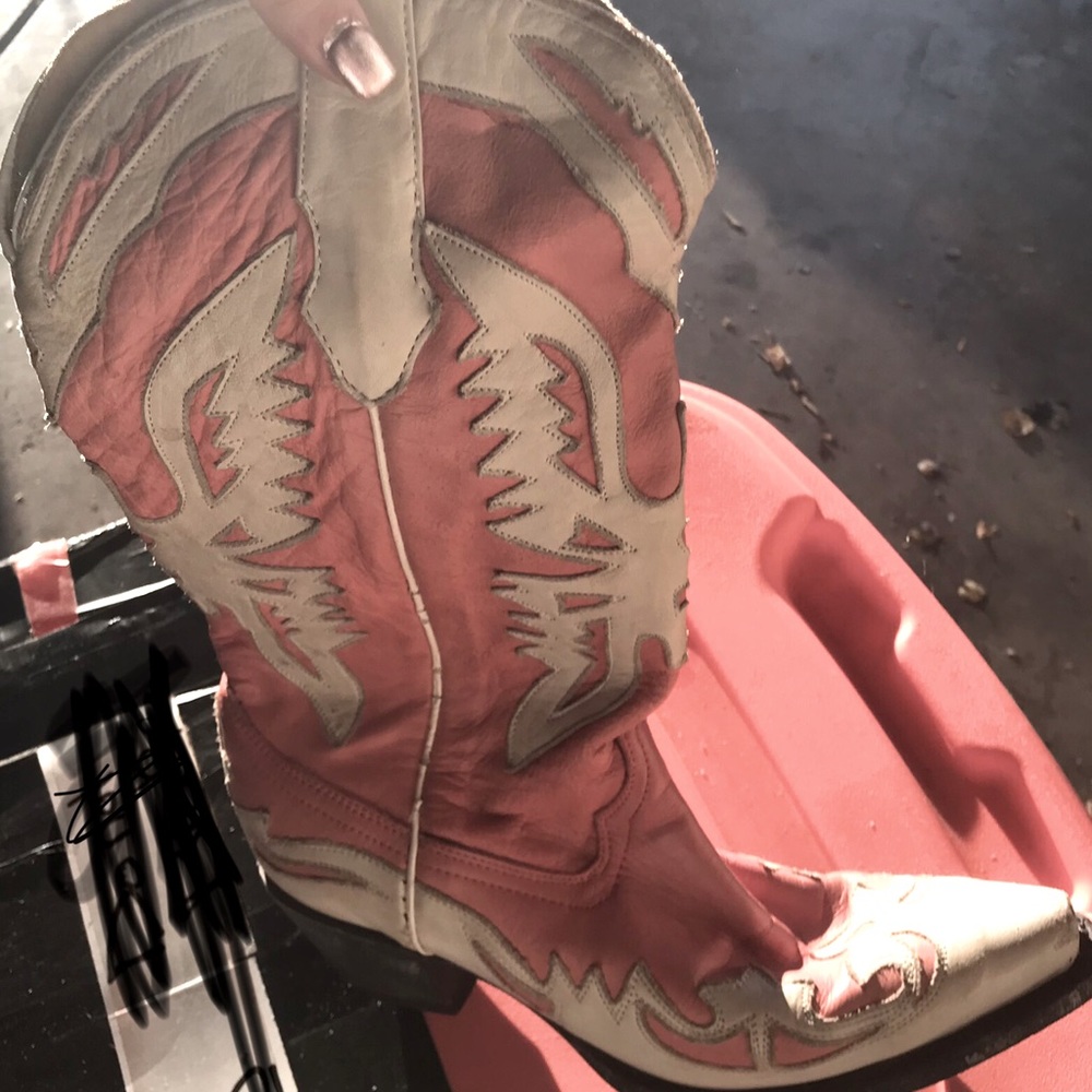 Western boots Pink and white